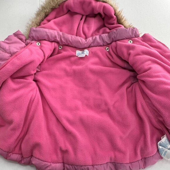 The Childrens Place Pink Infant Coat Faux Fur Trim Hood 3-6 Mos Winter Jacket - Picture 5 of 10